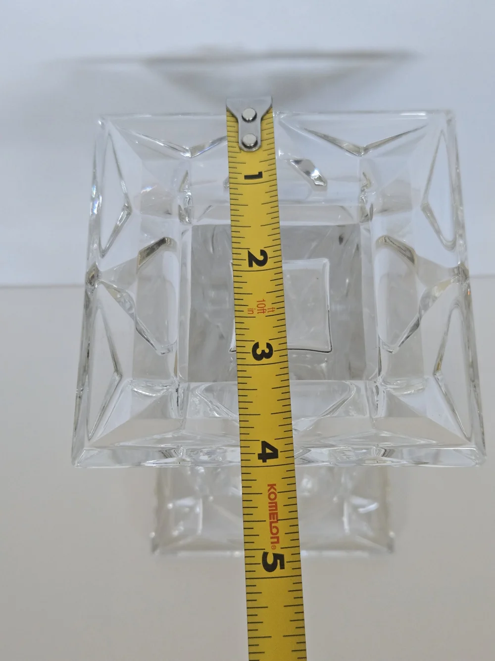 Vtg PartyLite P7374 Quad Prism Pedestal 24% Lead Crystal Pillar Candle Holder